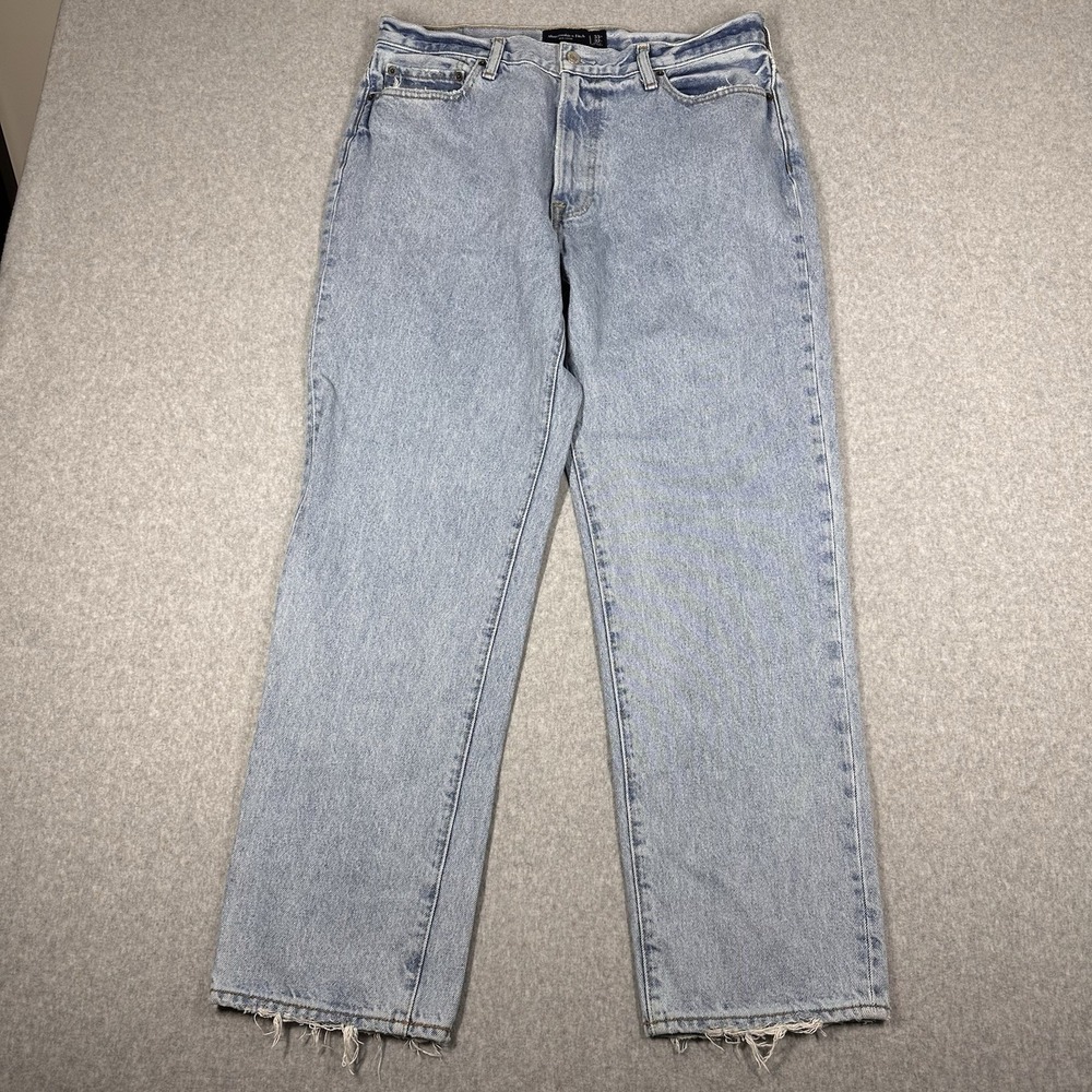 Abercrombie‎ & Fitch 90s Loose Straight Jeans Men's 33x32(33x31) Blue Light Wash